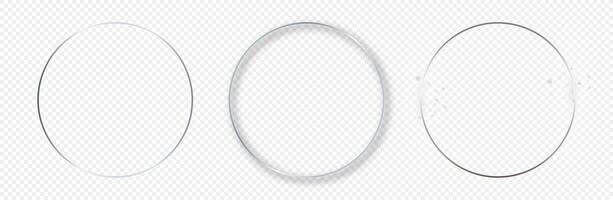 Silver glowing circle frame vector
