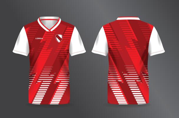 abstract red white zig zag background and pattern for sport jersey mockup template
