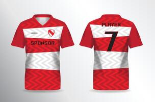 red and white abstract pattern for sport jersey mockup template vector