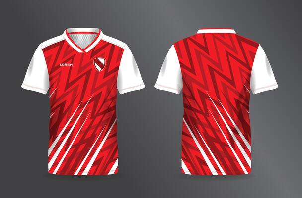 red and white zig zag abstract background and pattern for sport jersey mockup template