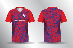 red and blue abstract background and pattern for sport jersey mockup template vector