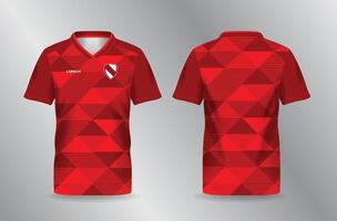triangles red abstract background and pattern for sport jersey mockup template vector