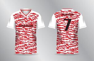 red white camo abstract background and pattern for sport jersey mockup template vector