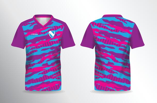abstract camo blue purple pink sport uniform for jersey mockup template