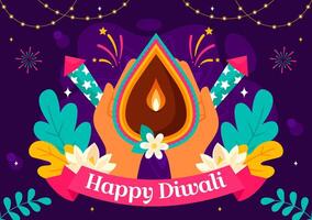 Diwali Celebration of Lights Illustration with Rangoli and Fireworks for a Festive Holiday vector