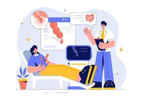 Appendicitis Diagnosis and Treatment Illustration in Healthcare with Inflammation of the Appendix in a Flat Cartoon Style vector