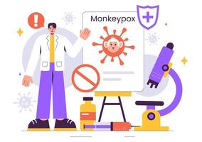 Monkeypox Virus Outbreak with Healthcare Focus in Cartoon Style vector
