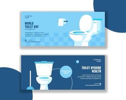 Horizontal Banner Template for World Toilet Day with Flat Cartoon Background Illustration vector