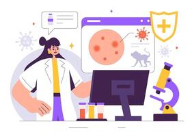 Monkeypox Outbreak in Healthcare and Virus Symptoms Cartoon Style vector