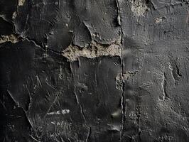 Distressed black and grey wall with cracks and holes. Urban background concept. photo