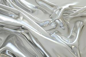 Silver surface with a wavy texture. Abstract metallic background. photo