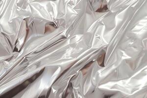 Silver foil with a patterned texture. Metallic background for design projects. photo