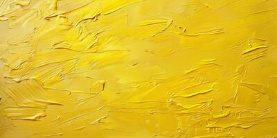Yellow wall with peeling paint and rough texture. Distressed urban background. photo