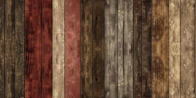 A row of wooden boards with a red stripe in the middle photo