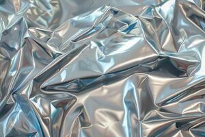 Shiny silver foil with a patterned texture. Abstract metallic background concept. photo