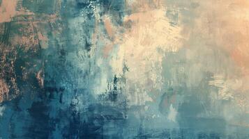 Abstract blue sky painting with paint splatters. Modern art design. photo