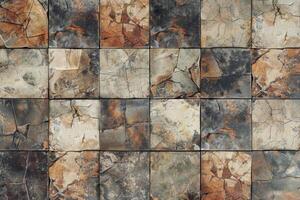 Brown and gray tile floor with a geometric pattern. Modern flooring design concept. photo