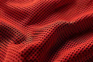 Close-up of red and black mesh fabric. Abstract textile background for design projects. photo