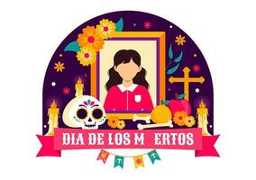Illustration of Dia de Los Muertos Skeleton with Music and Sombrero vector