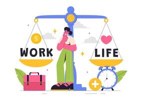 Illustration of Work-Life Balance Concept with Multitasking Person in Flat Style vector