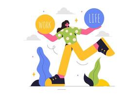 Illustration of Multitasking Person Balancing Career and Family in Flat Style vector