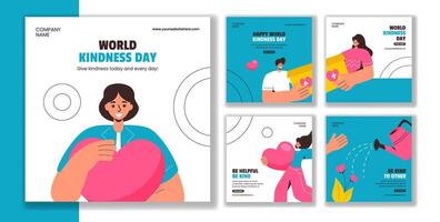 Kindness Day Social Media Post Templates with Hand Drawn Elements in Flat Style vector