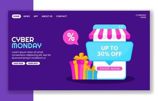 Cyber Monday Shopping Promotion Template for Social Media Landing Page Graphics vector