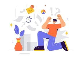 Employee Under Pressure Illustration with Multitasking and Paperwork in a Flat Background vector