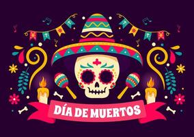Day of the Dead Festival Skeleton Playing Guitar in Mexican Costume vector