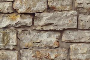 Rock wall with different sized stones. Natural stone wall background for design projects. photo
