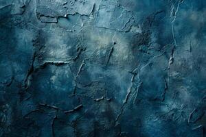 Blue wall with peeling paint and cracks. Distressed urban background. photo