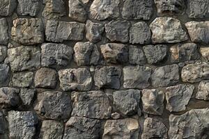 Gray stone wall with rough texture. Natural stone background. photo