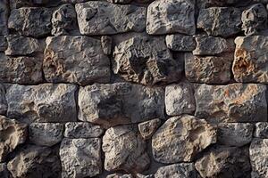 Rough textured gray stone wall. Natural stone background concept. photo