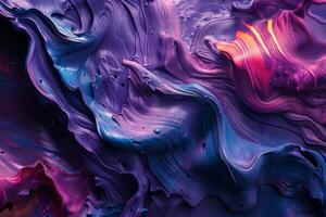 Blue, pink, and yellow paint splatters on canvas. Modern art design. photo