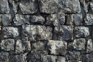Gray stone wall with rough texture. Stone wall background for design projects. photo