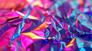A colorful piece of foil with a rainbow pattern photo