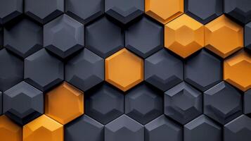 A black and yellow hexagon patterned wall photo