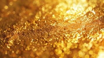 Shiny gold fabric texture. Abstract material background. photo