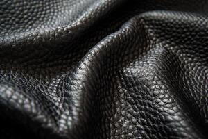 The leather is black and has a very textured appearance photo