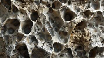 Large white textured object with holes. Abstract background concept. photo