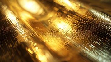 Wavy gold fabric texture. Material background for design projects. photo