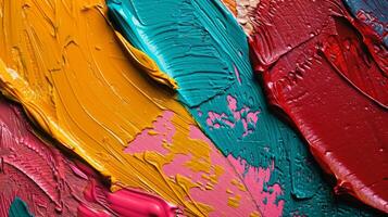 Colorful paint splatters on canvas. Modern art design. photo