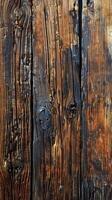 Splintered wood surface with holes. Grunge wood background for design projects. photo