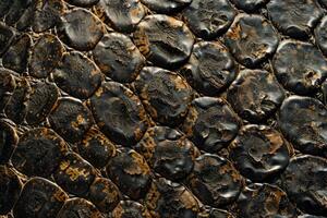 Brown and green snake skin texture. Animal texture background. photo