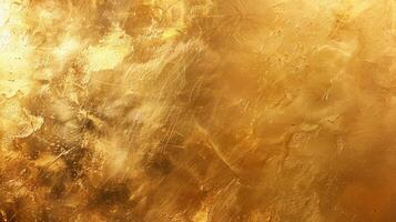 Gold background with texture and paint specks. Metallic background for design projects. photo