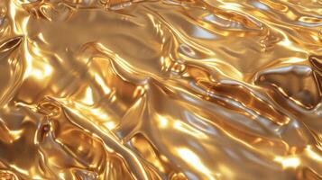 Gold fabric with wave pattern. Abstract material background. photo
