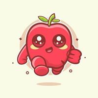 cheerful apple fruit character mascot running isolated cartoon in flat style design vector