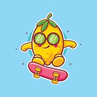 funny lemon fruit character mascot playing skateboard isolated cartoon vector