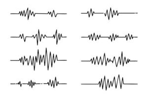 Doodle graphics of heartbeats, sound symbols and earthquakes. vector
