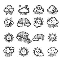Illustration set of weather doodle elements, for design purposes vector